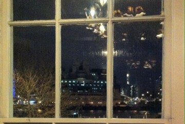 The view of MI6 HQ from The Spying Room in the Morpeth Arms